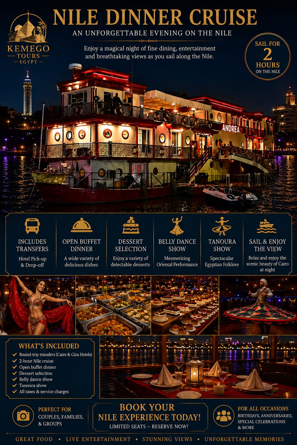 Cairo Nile Cruise Dinner Evening Entertainment Experience