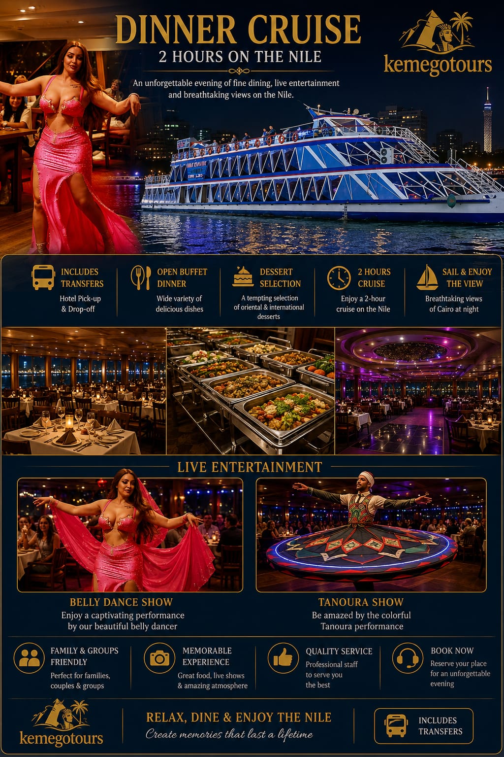 Luxury Cairo Nile Cruise Dinner Premium Evening Experience